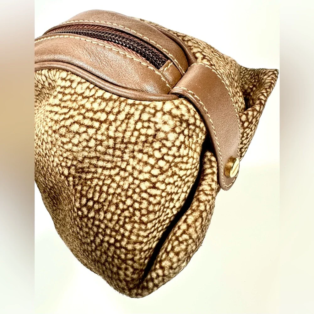 BORBONESE Pouch by Redwall Quial Pattern Suede leather- Authentic Made in Italy